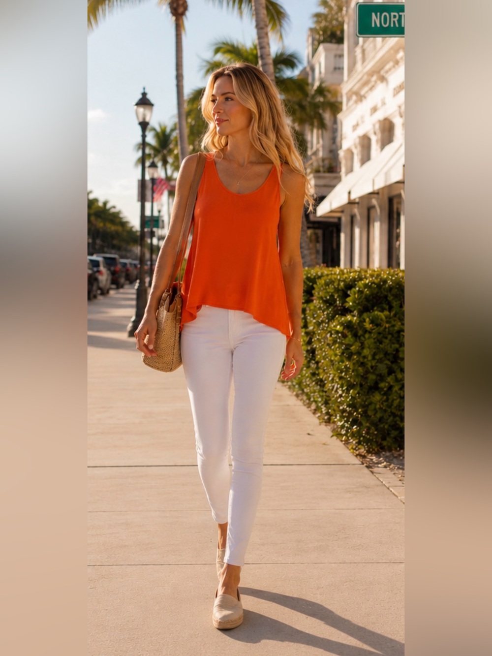 Parker Orange chiffon raceback tank top